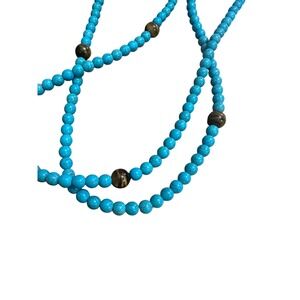 Beaded Necklace Turquoise Brown‎ Round Beads Bohemian Style Jewelry